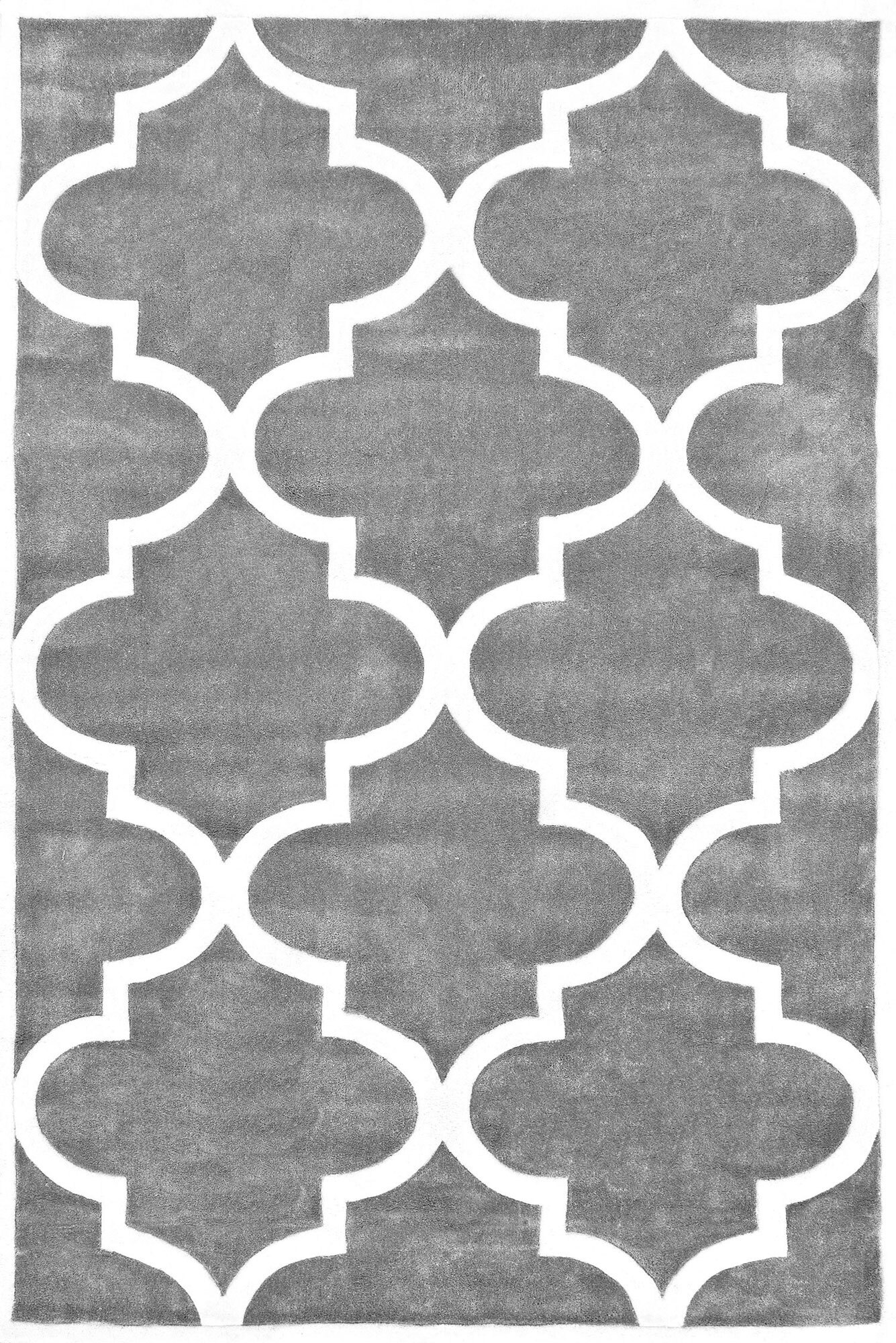 Large View Mia Grey Hand Carved Trellis Rug