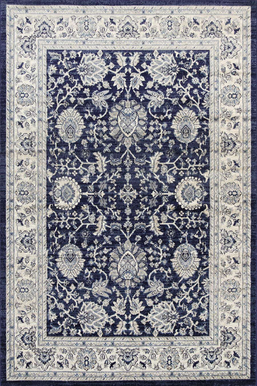Alfred Blue Traditional Border Rug