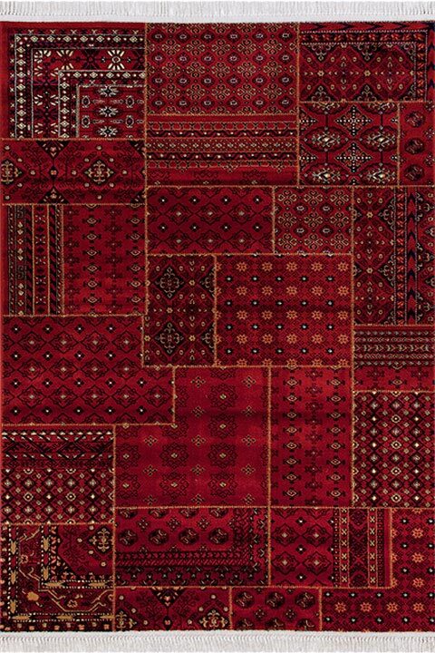 Red Tribal Afghan Patchwork Rug