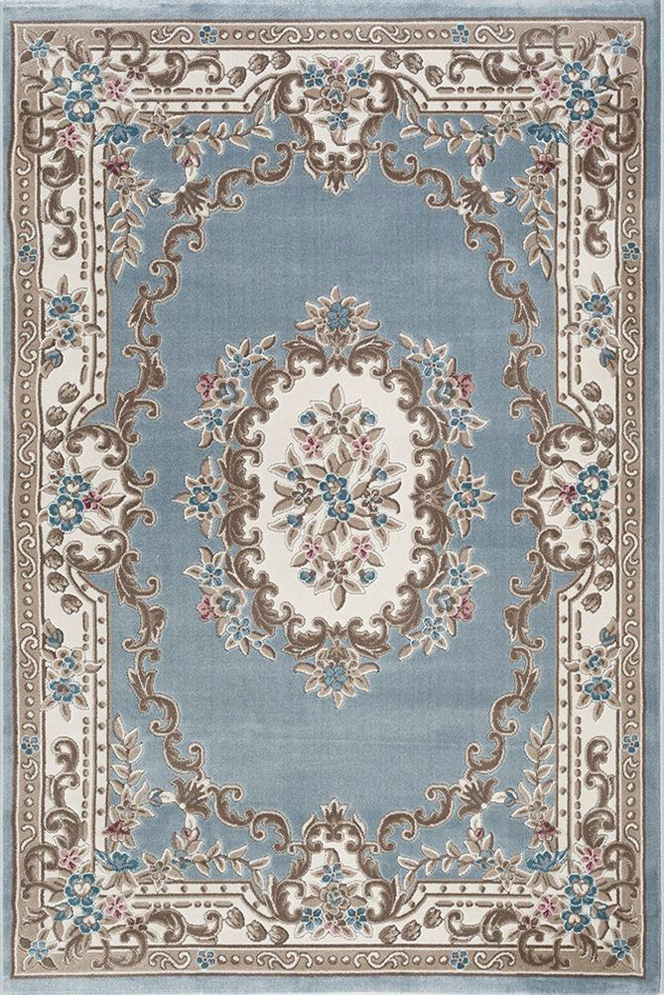Abbie Blue Aubusson Floral Rugs