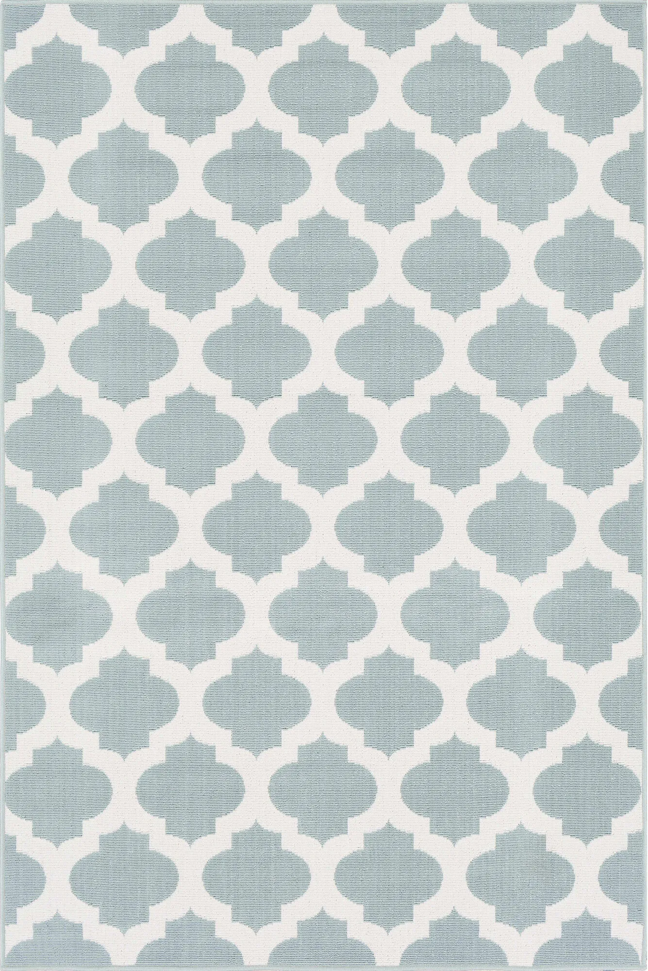 Large View Ambient Teal Trellis Outdoor Rug