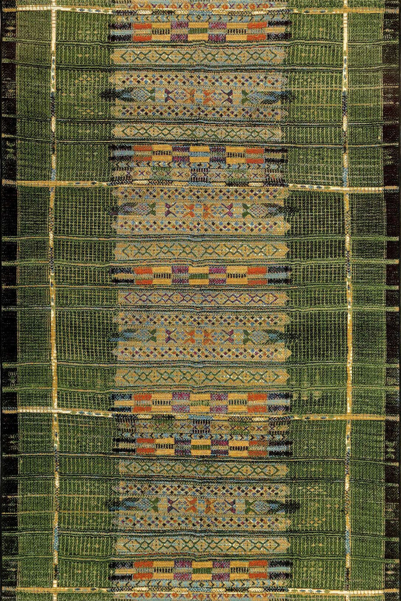 Aperto Green Tribal Pattern Rug