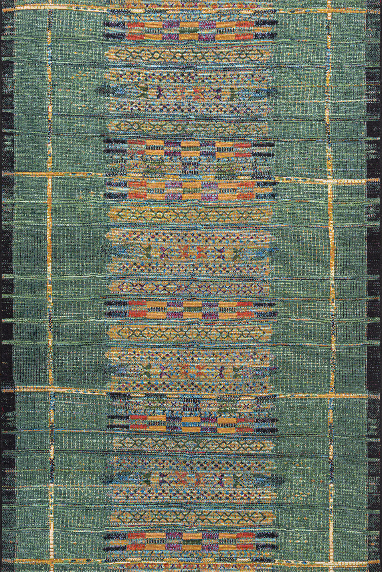 Aperto Green Tribal Pattern Rug