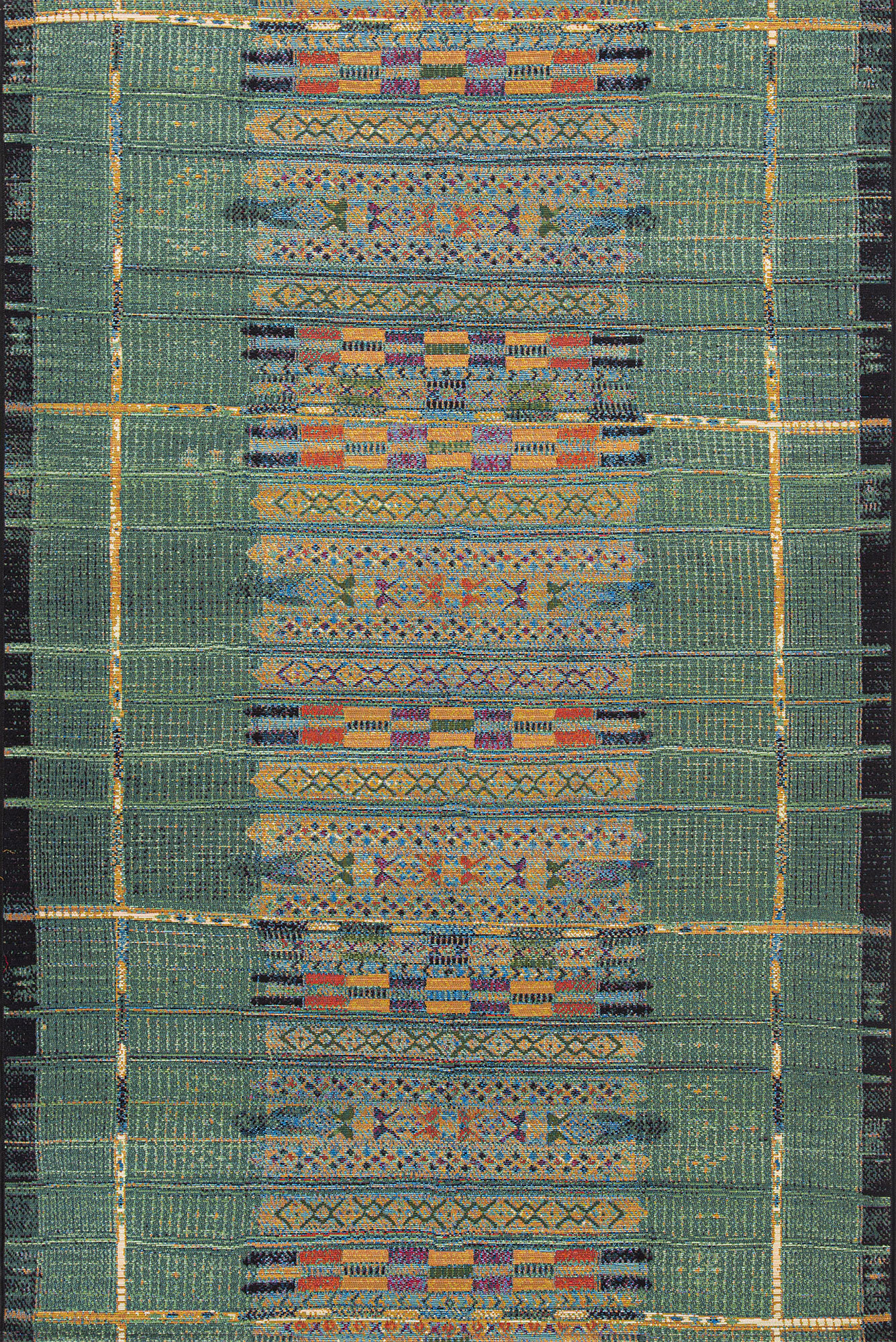Large View Aperto Green Tribal Pattern Rug