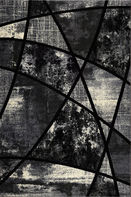 Large View Aria Black Modern Geometric Rug