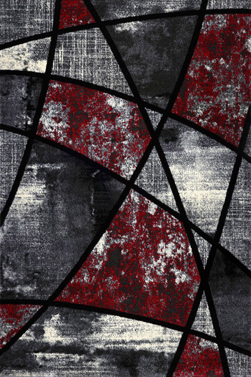 Aria Red Modern Abstract Rug