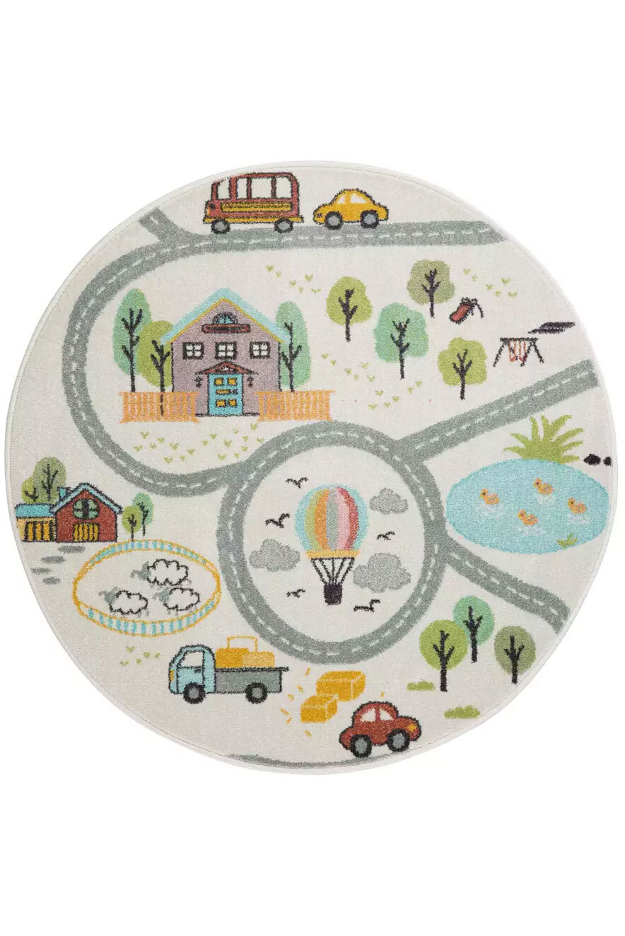 Large View Candy Road Kids Round Rug