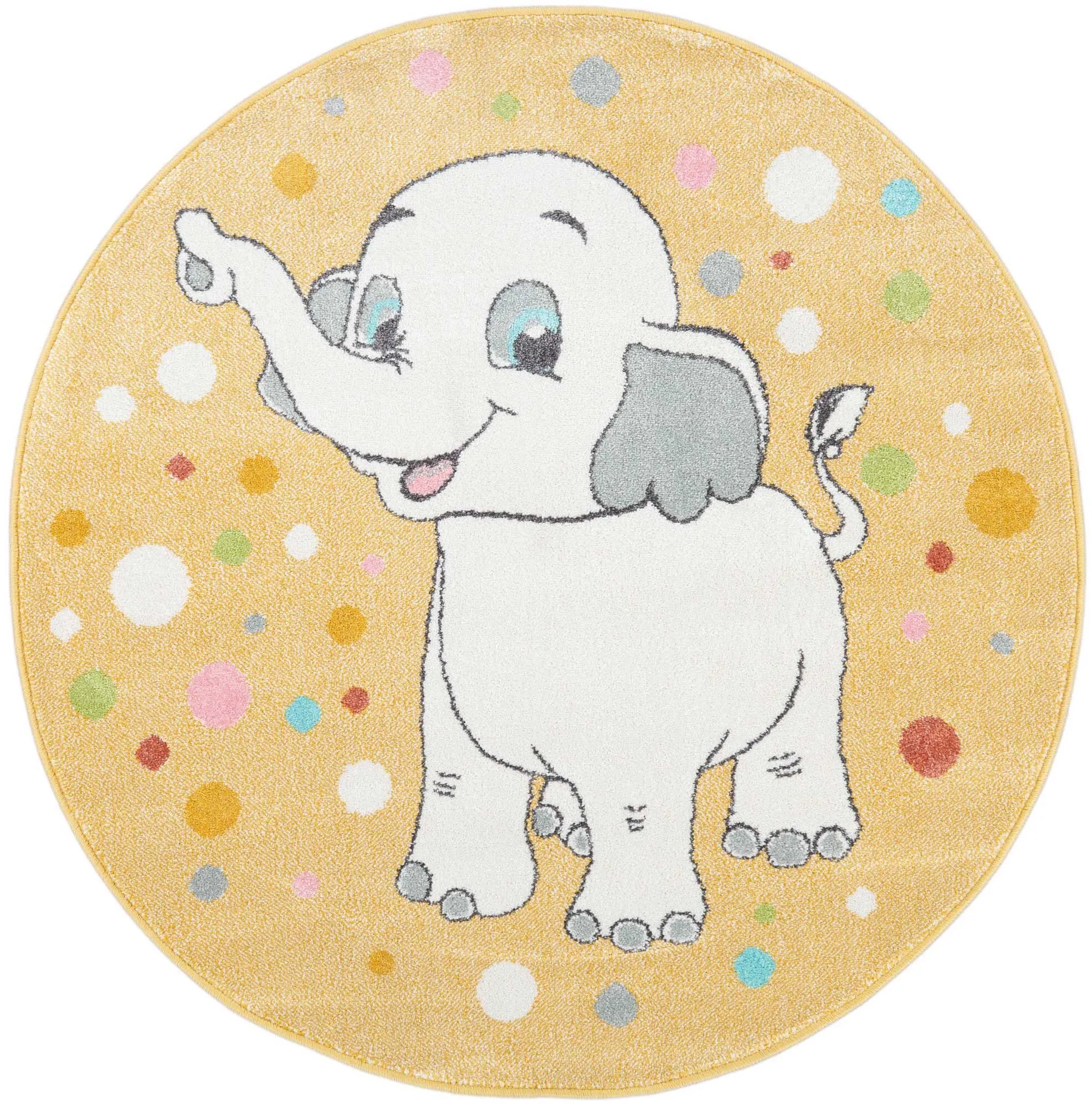 Large View Candy Elephant Kids Round Rug