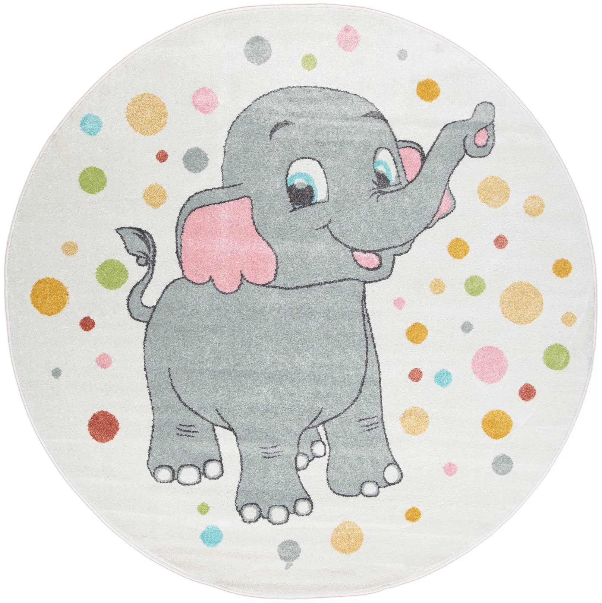 Large View Candy Elephant Kids Round Rug