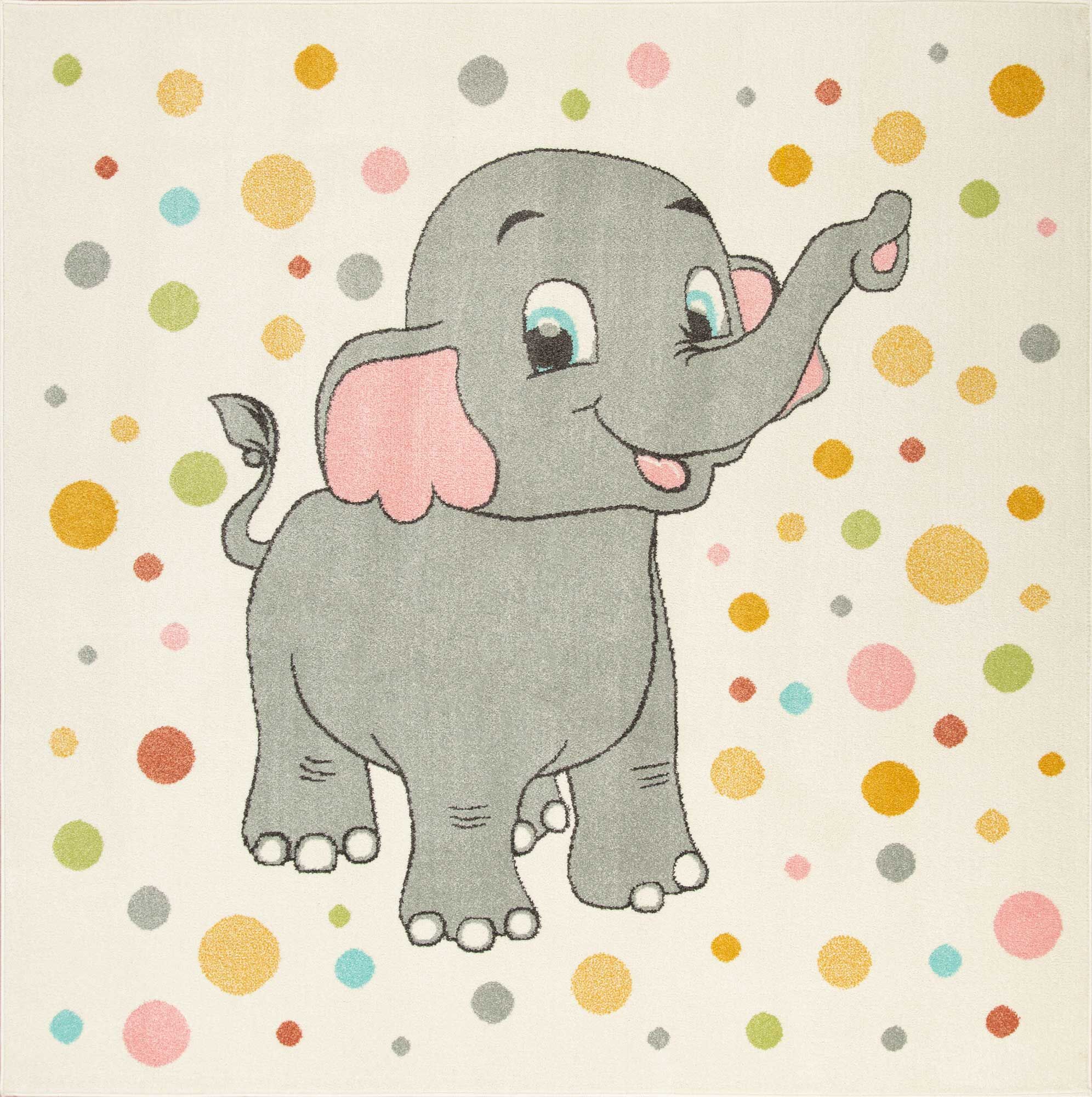 Large View Candy Elephant Kids Square Rug