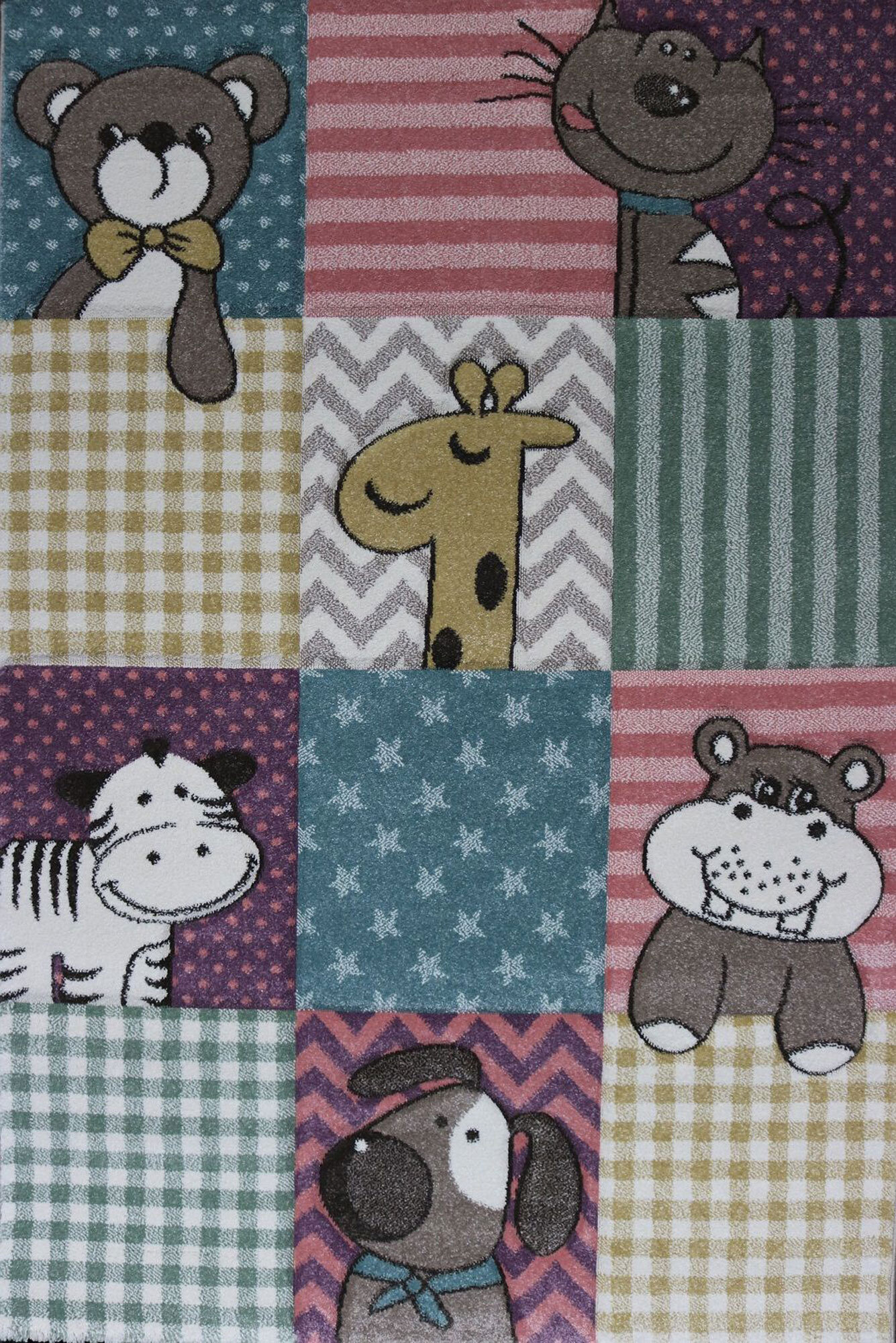 Large View Charlie Cute Animal Nursery Rug