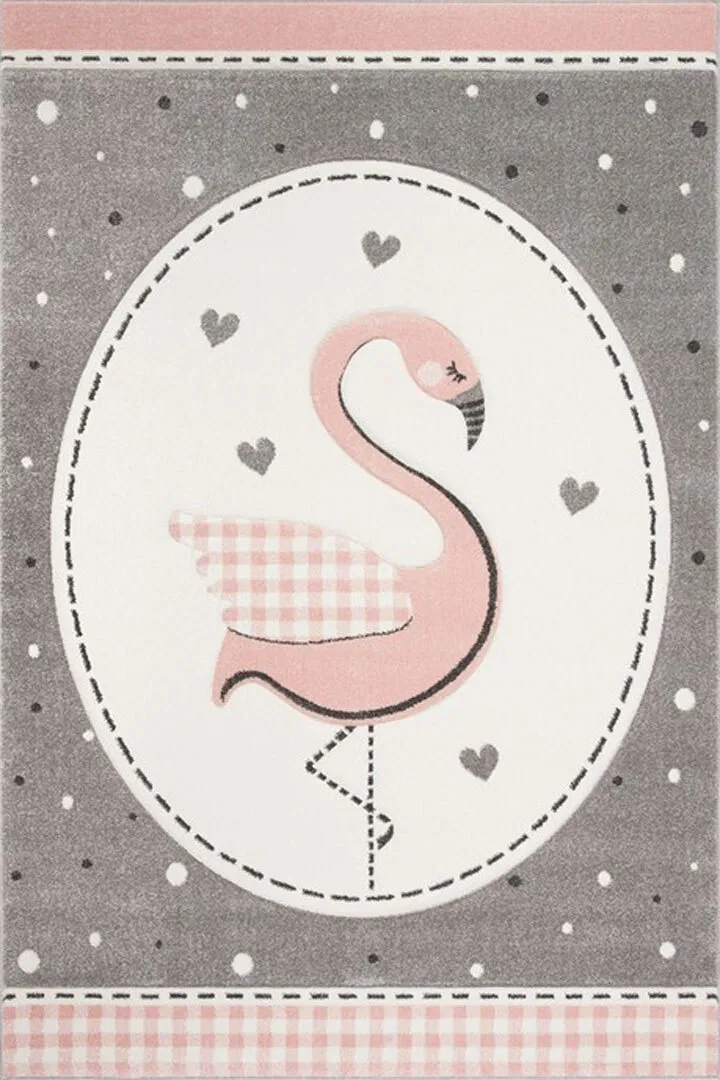 Large View Charlie Pink Flamingo Kids Rug