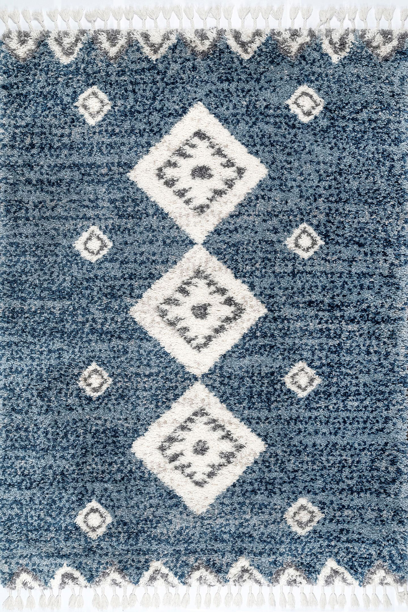 Large View Charles Blue Moroccan Shaggy Rug