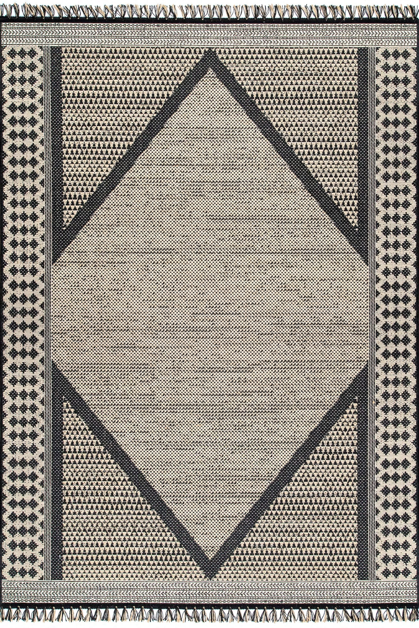 Carlo Diamond Design Fringed Rug