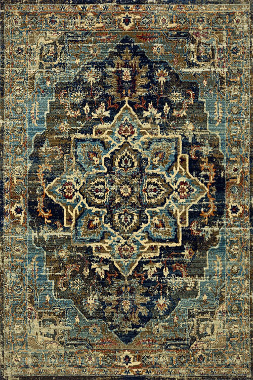 Large View Danny Navy Classic Medallion Rug