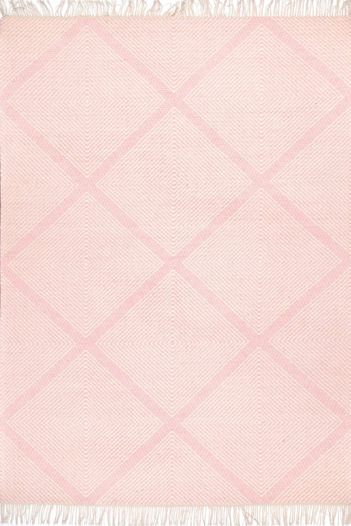 Dhurrie Pink Diamond Pattern Rug