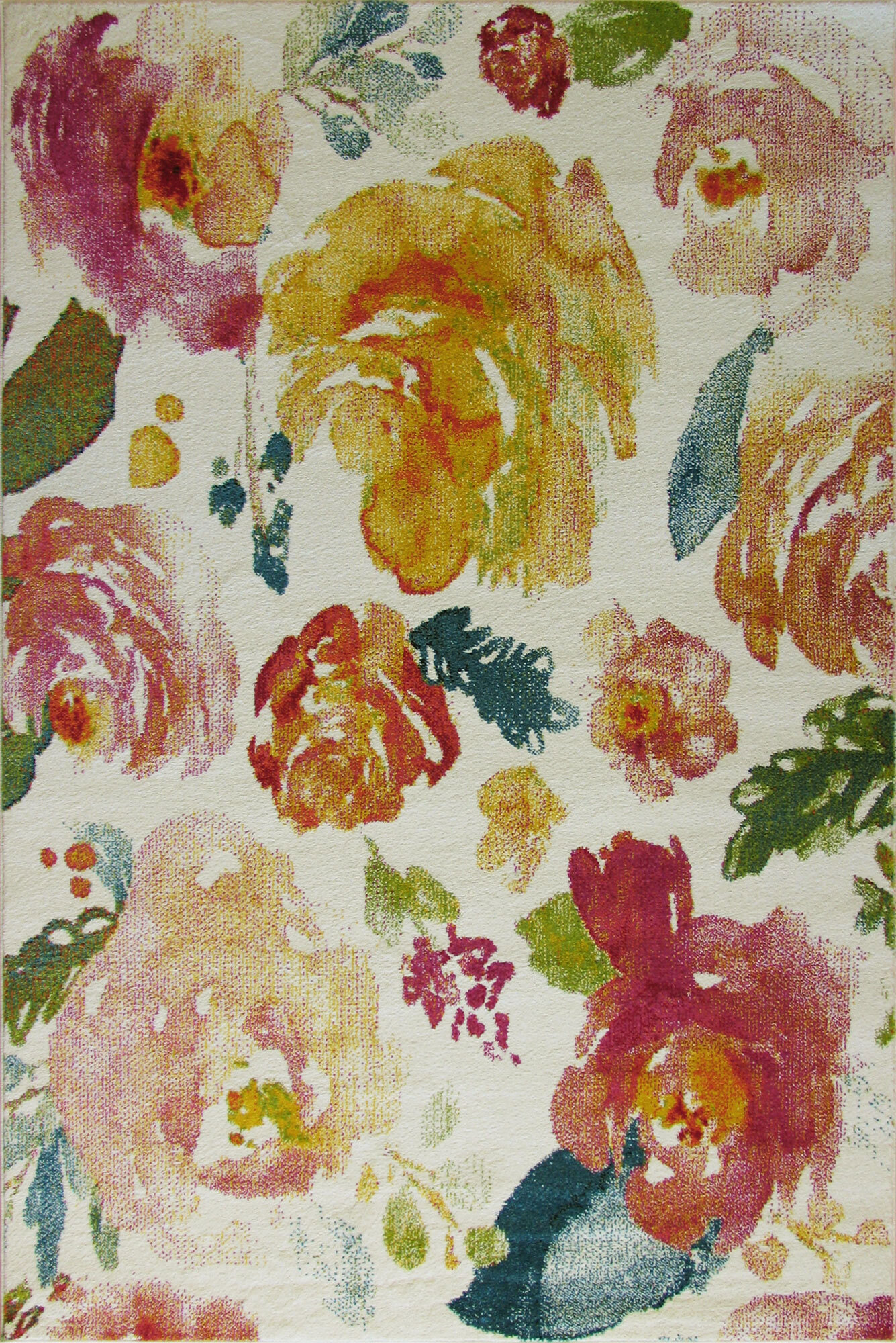 Large View Ellen Watercolor Floral Rug
