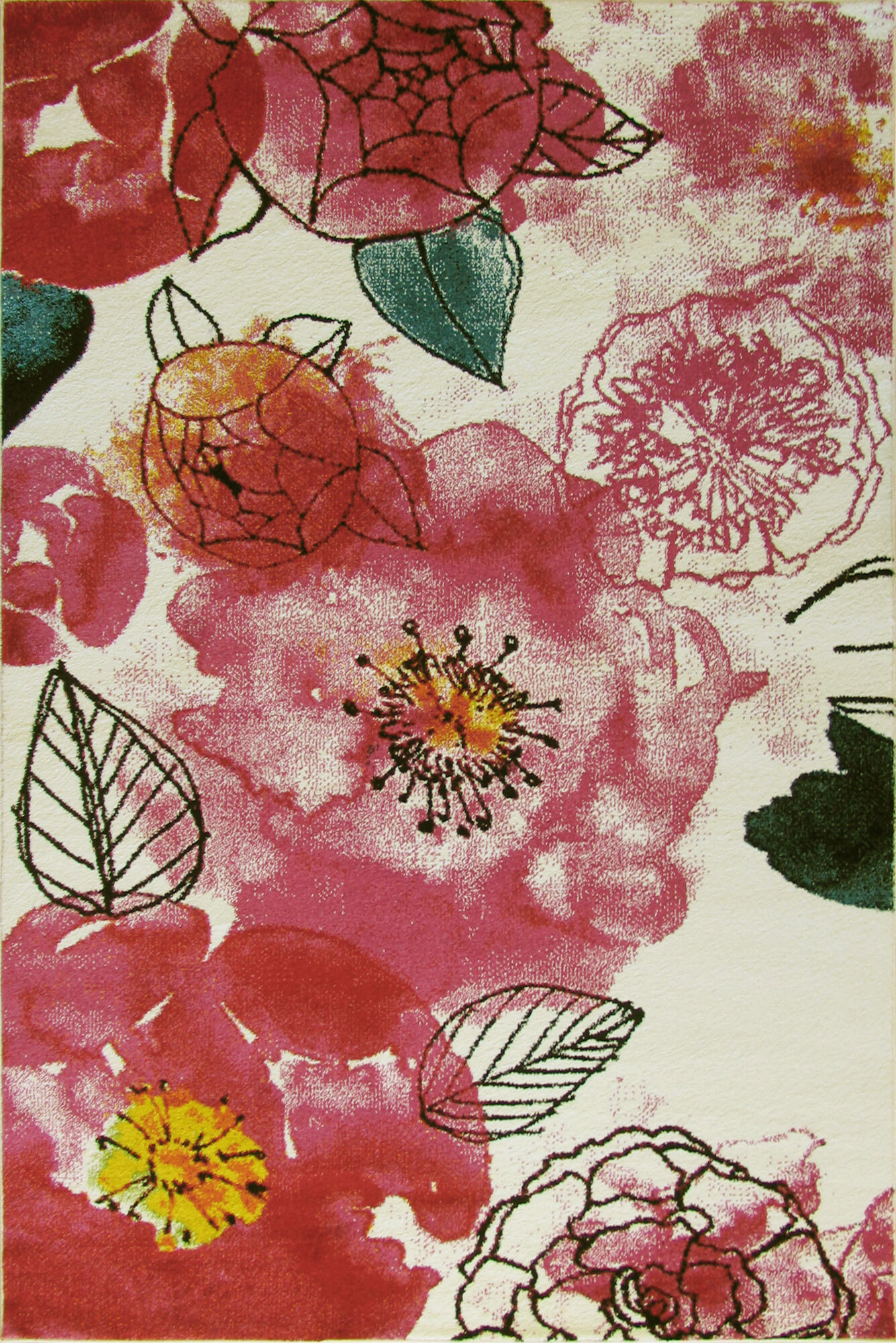 Large View Ellen Watercolor Floral Rug