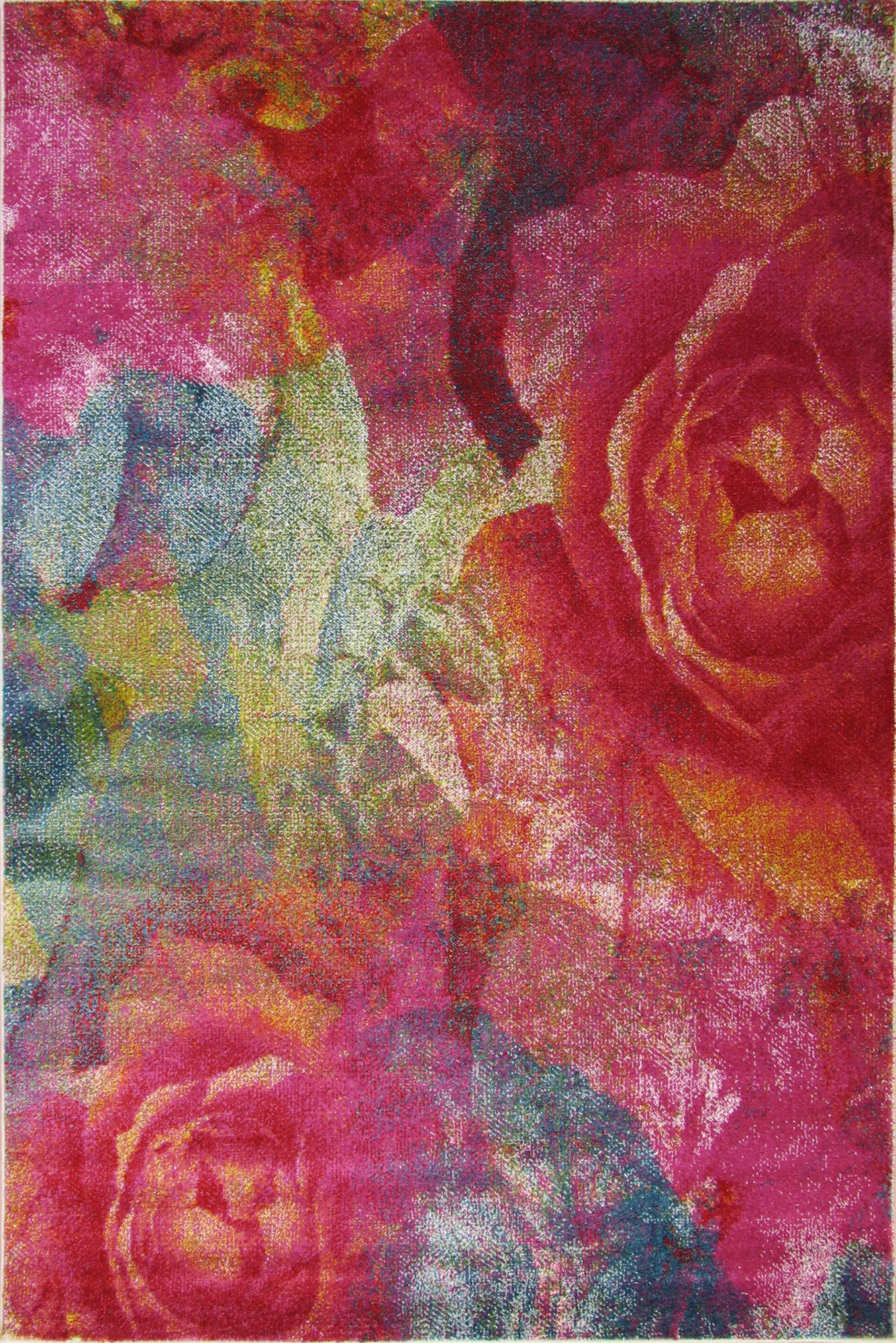 Large View Ellen Modern Rose Flower Rug
