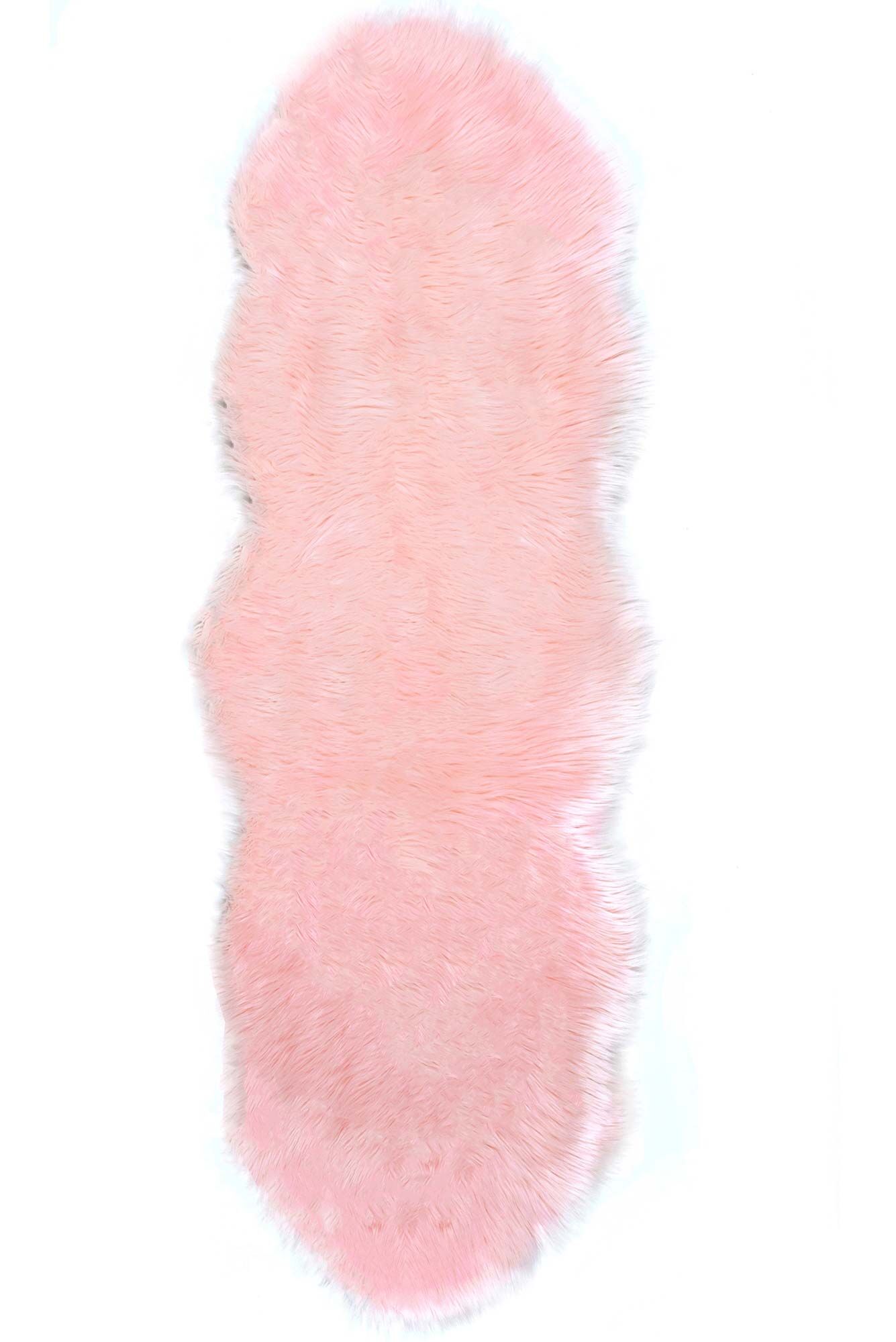 Large View Fluffy Pink Fur Faux Sheepskin Rug