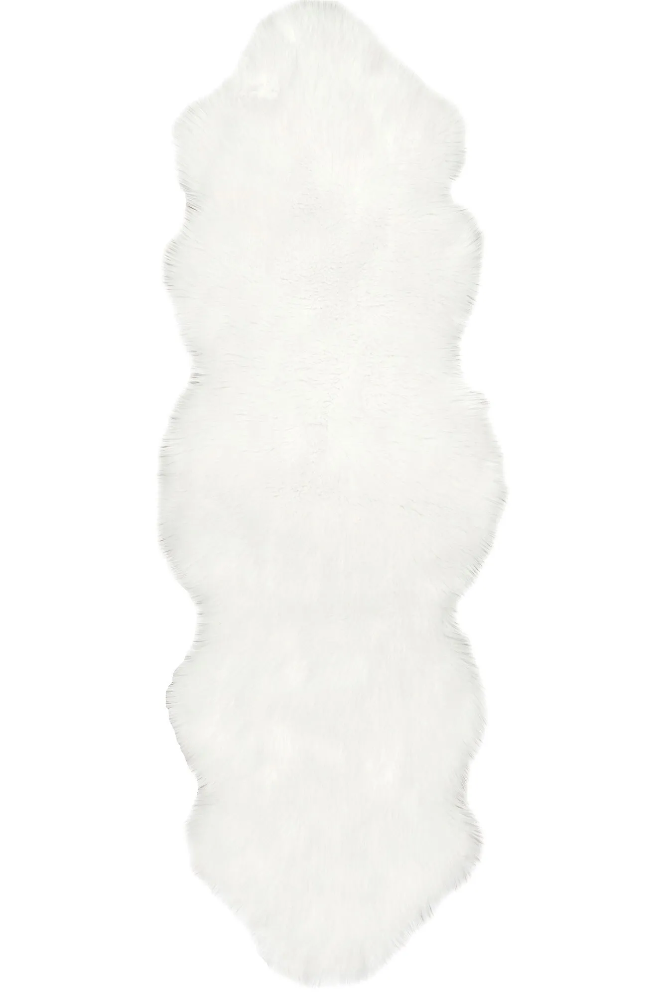 Large View Fluffy White Fur Faux Sheepskin Rug