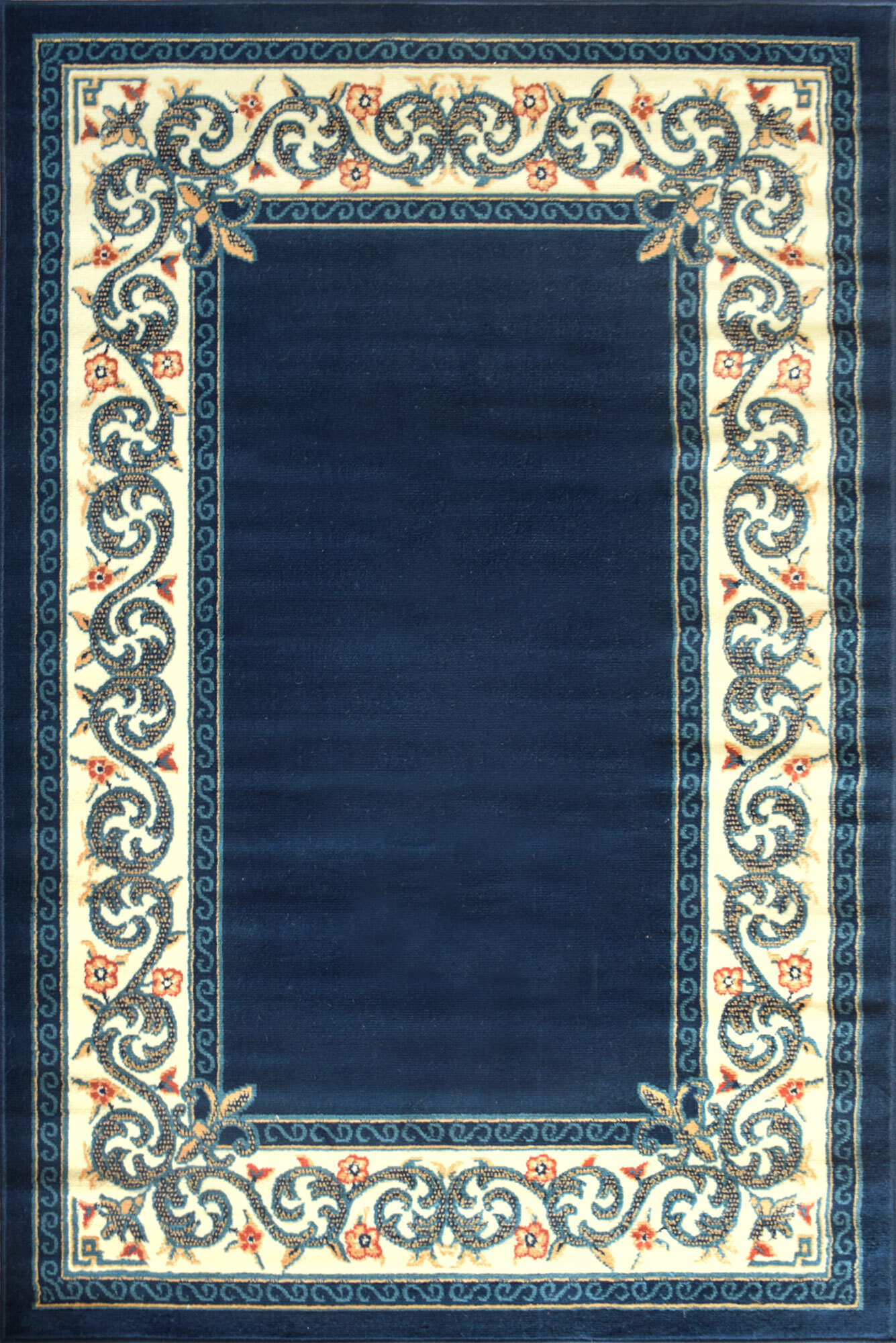 Gil Traditional Navy Border Rug