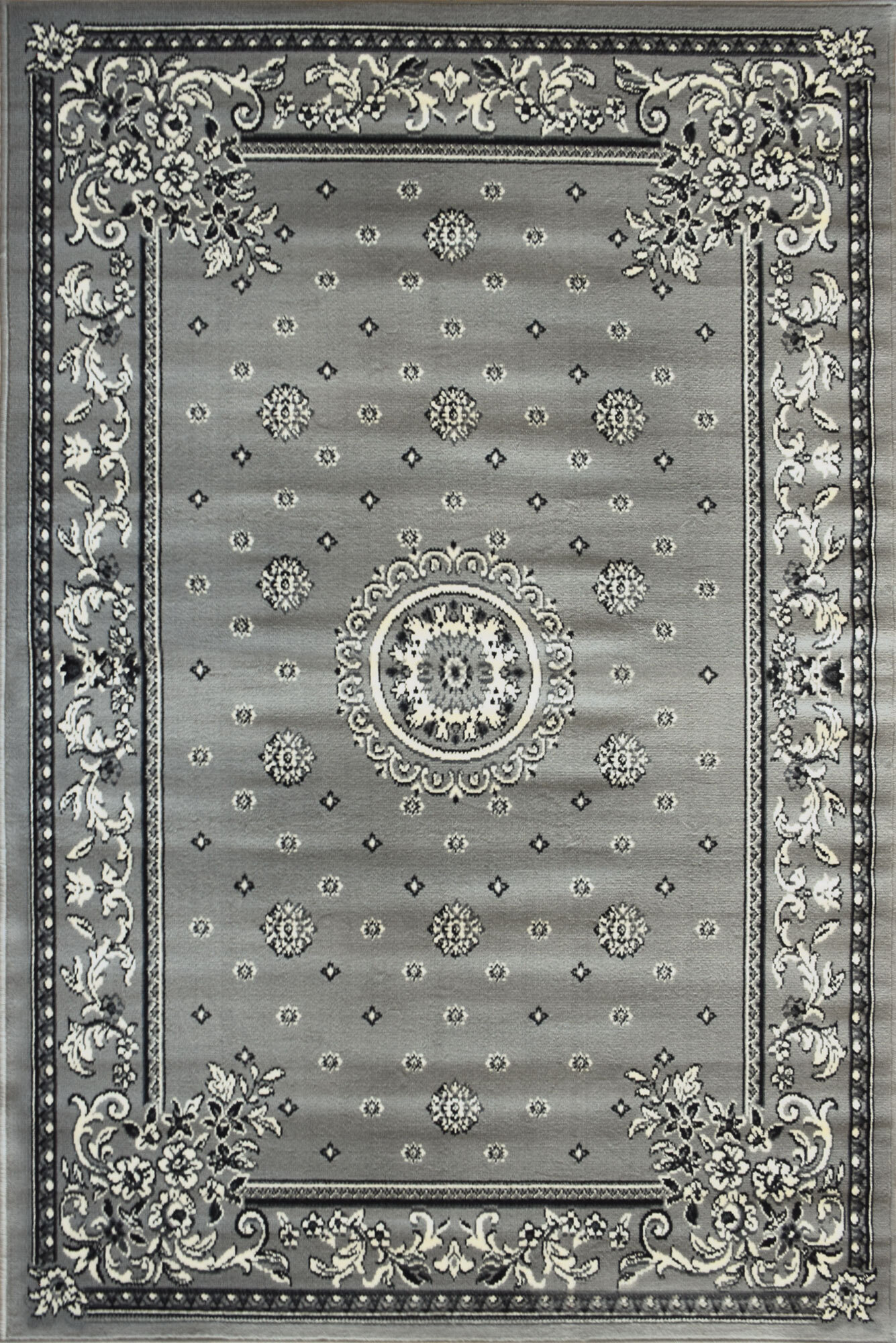 Gil Traditional Grey Medallion Rug