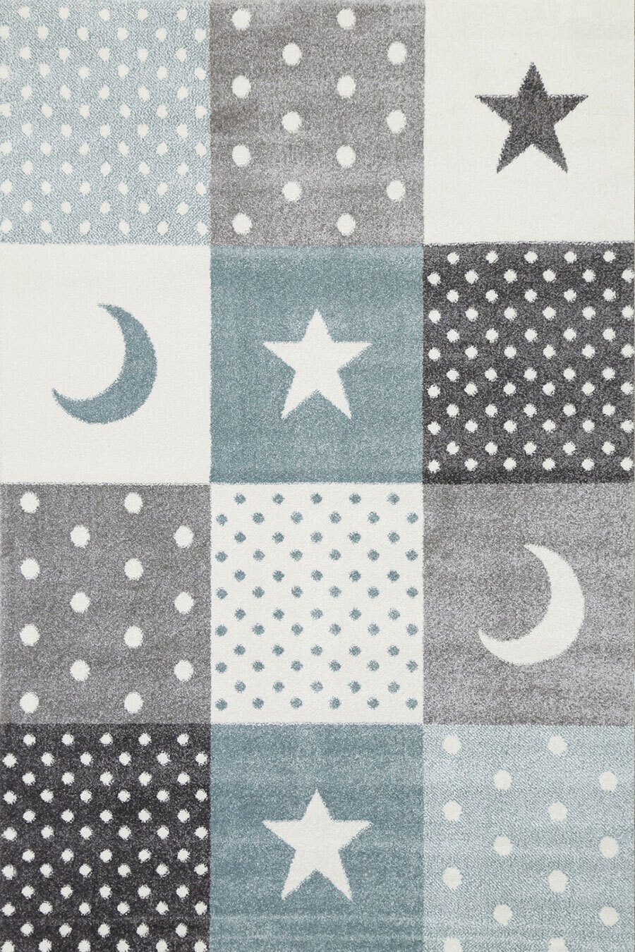 Large View Hello Soft Moon & Stars Kids Rug