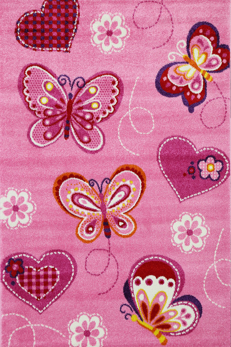 Hello Soft Pink Butterfly Kids Rug