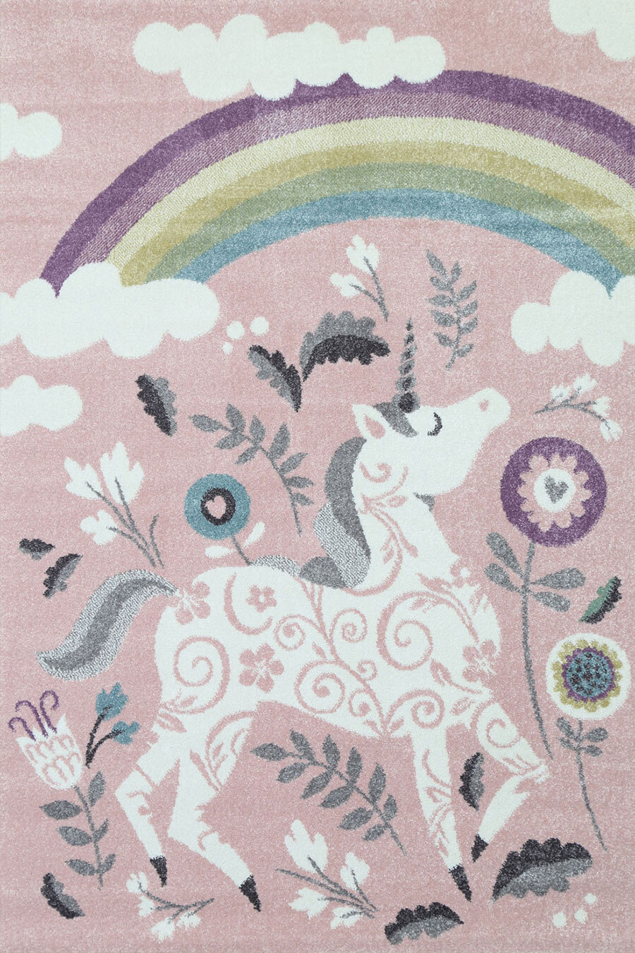 Hello Pink Unicorn & Rainbow Rug