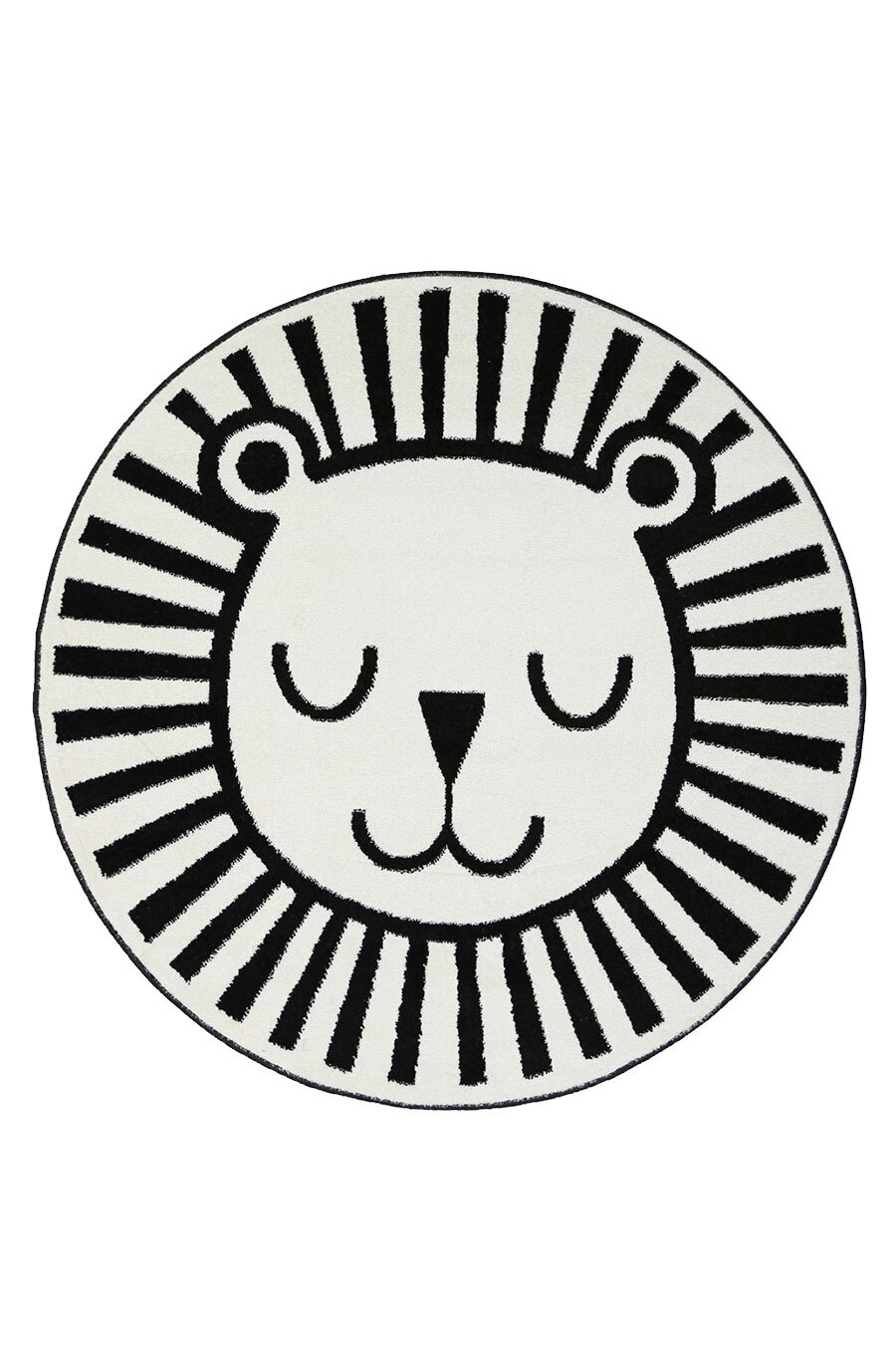 Large View Hello Round Lion Face Kids Rug