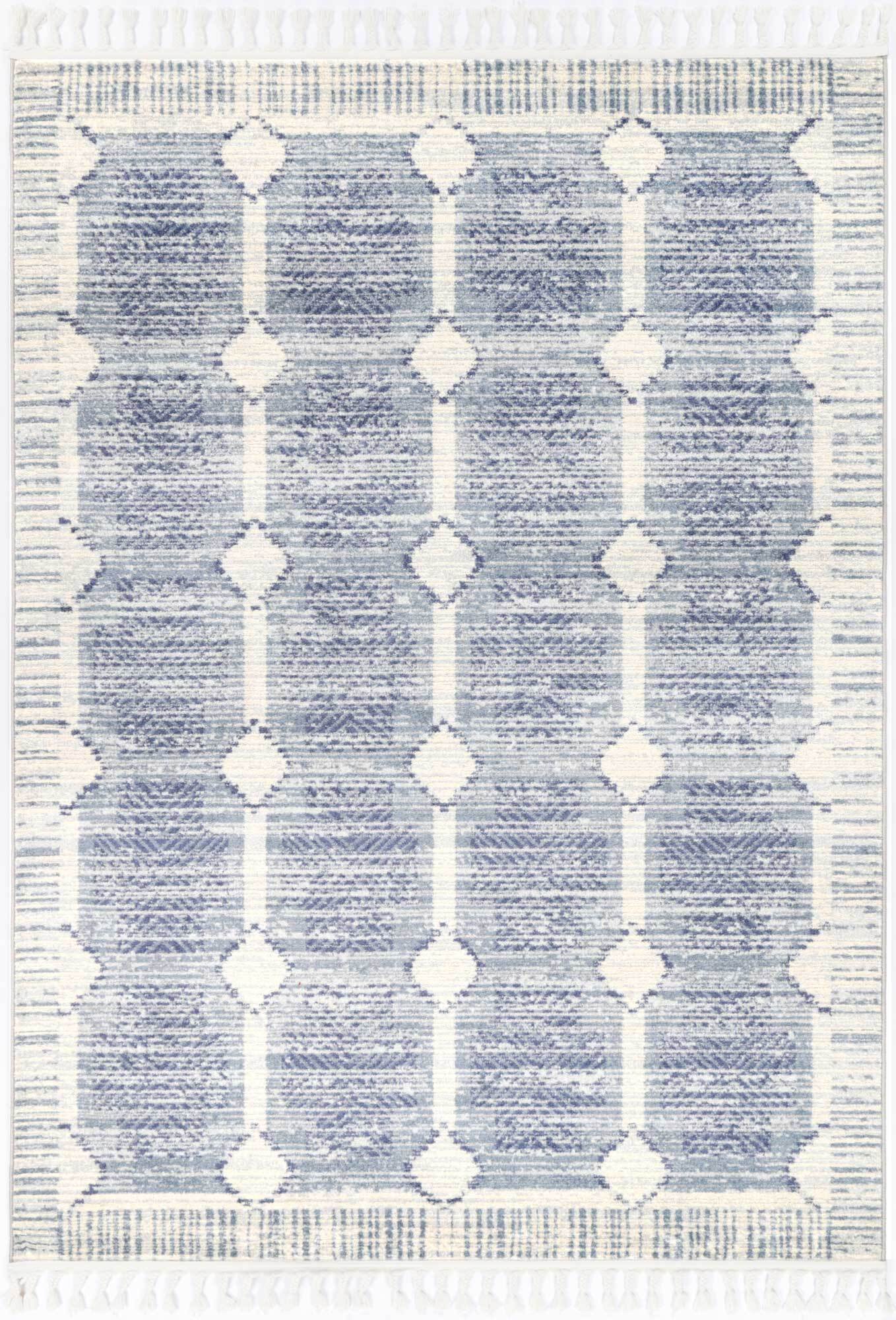 Large View Inti Moroccan Blue Geometric Rug
