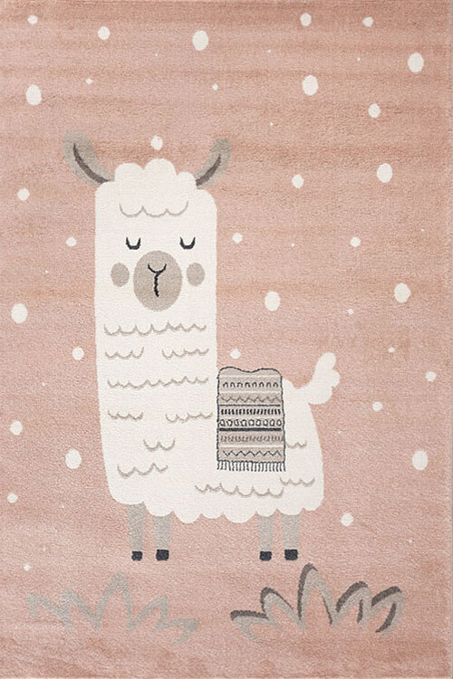 Large View Kade Llama / Alpaca Pink Kids Rug
