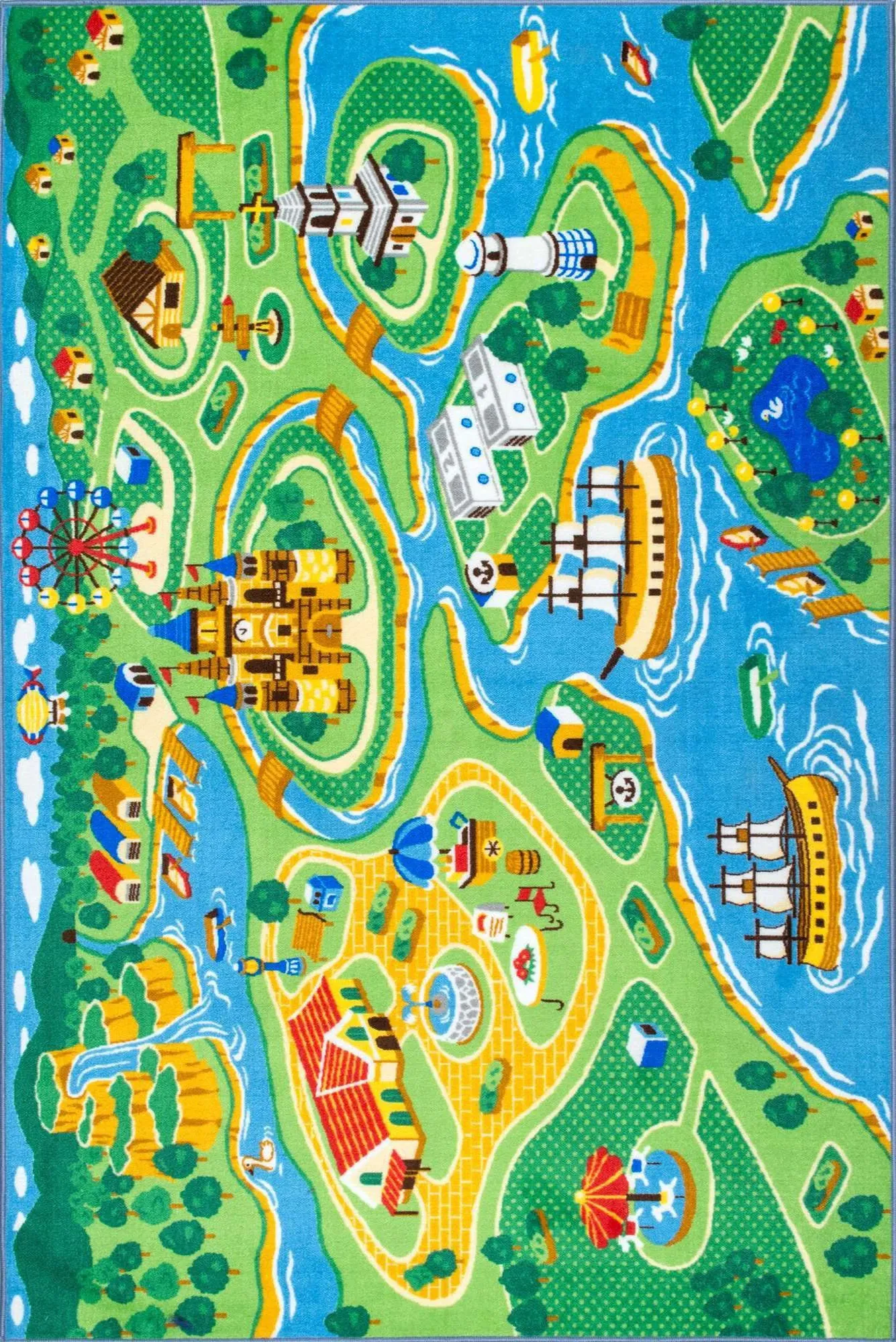 Large View Kids Car Road Marine Town Rug