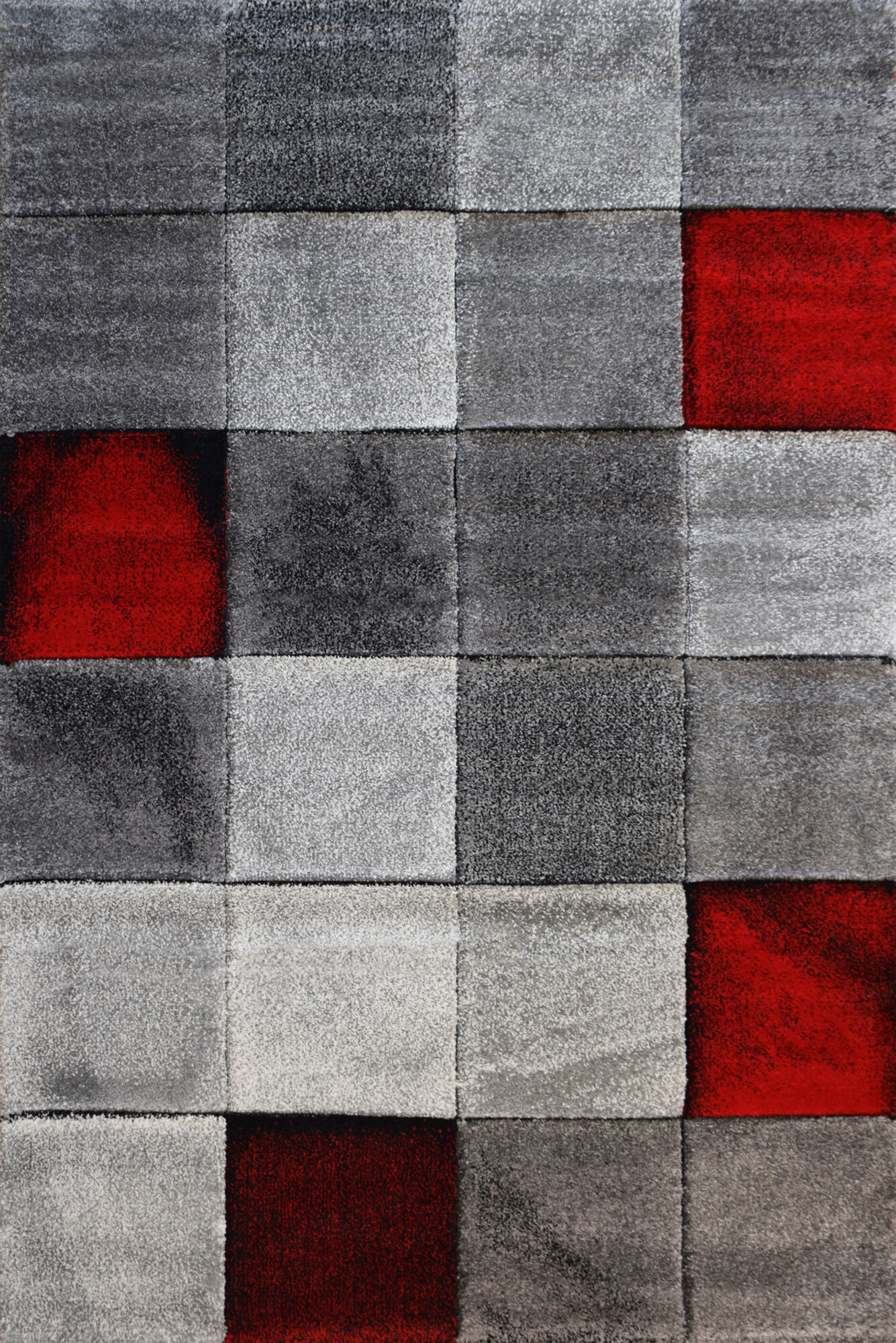 Lucia Red Square Pattern Rug
