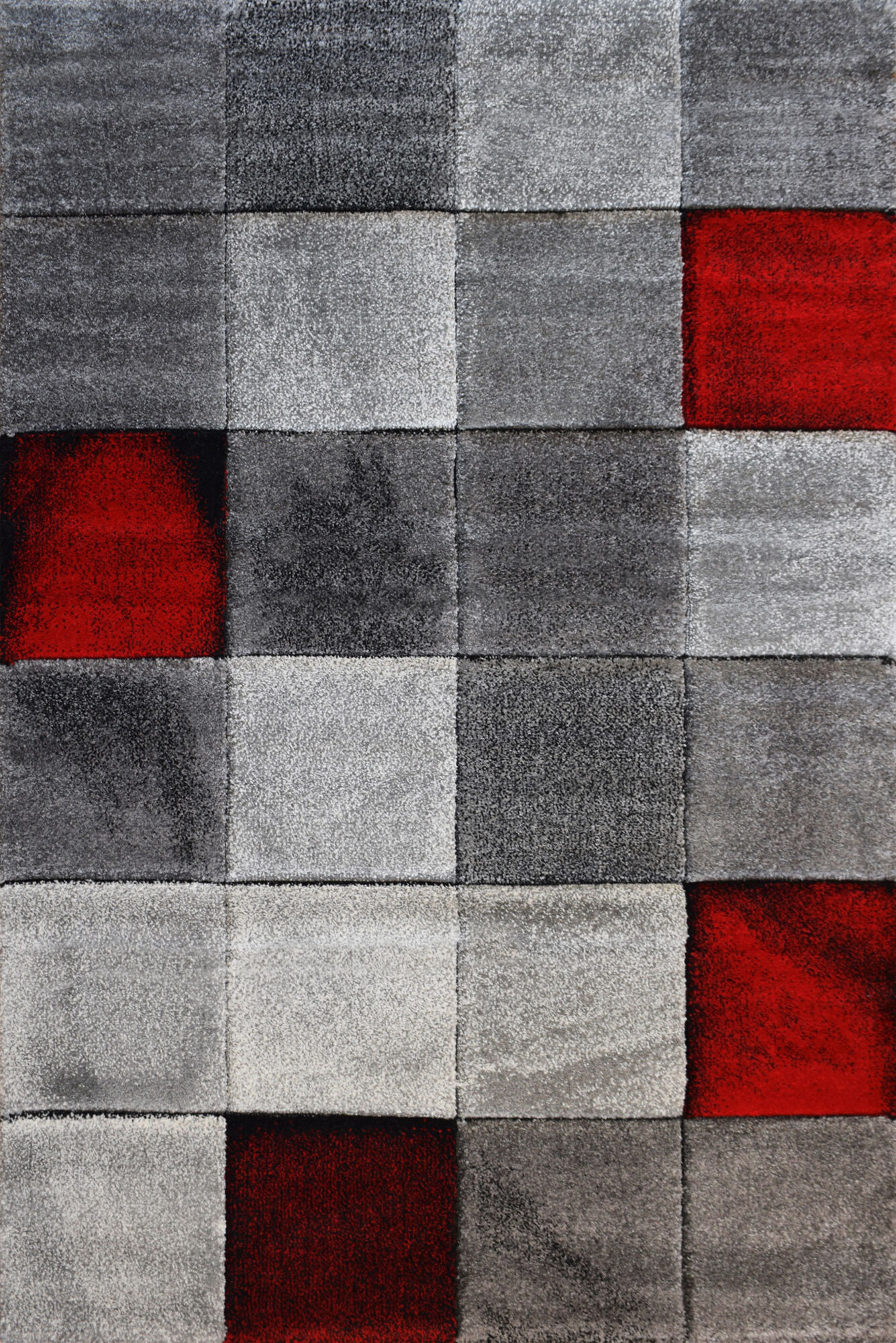 Large View Lucia Red Square Pattern Rug