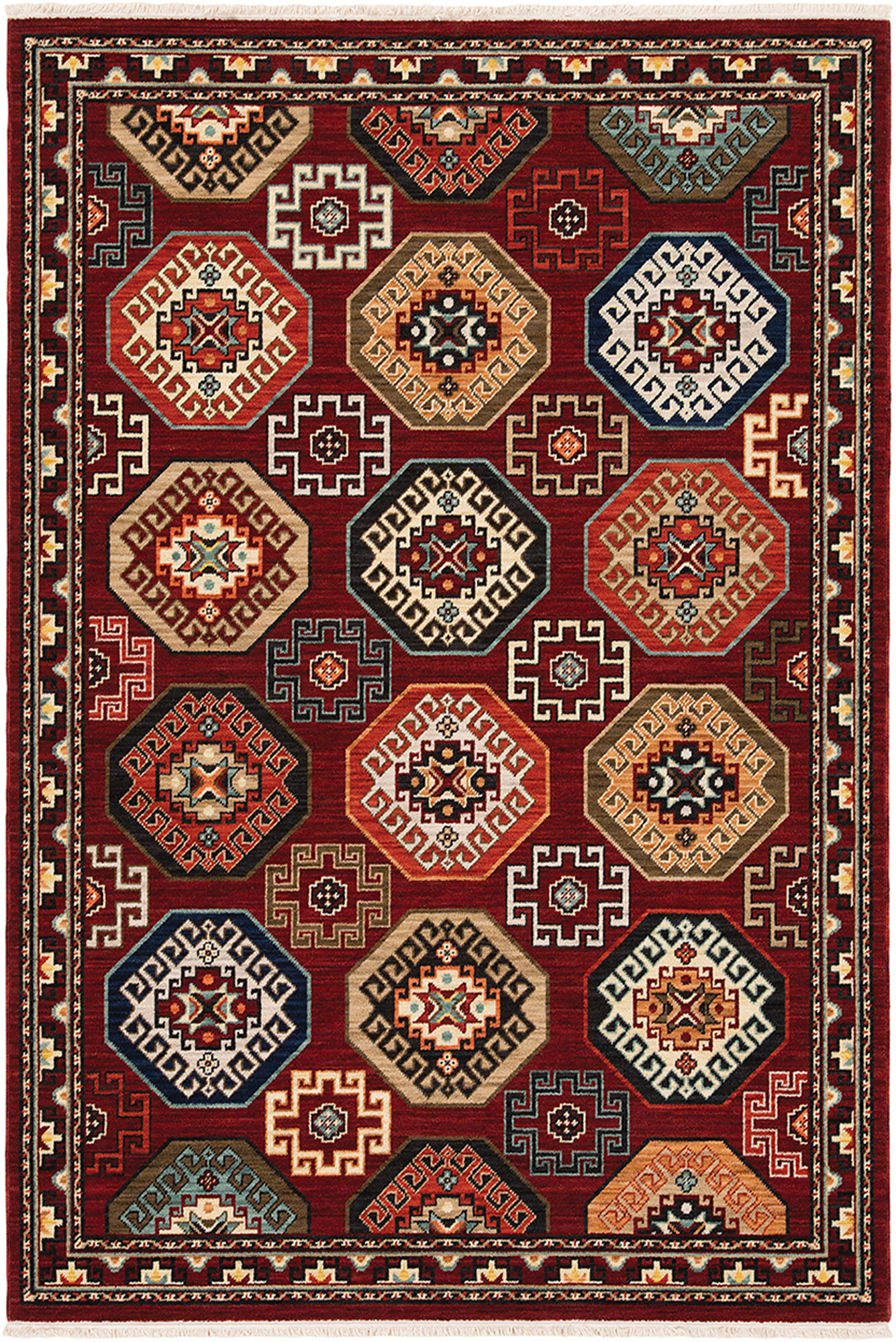 Large View Leah Classic Geometric Wool Rug
