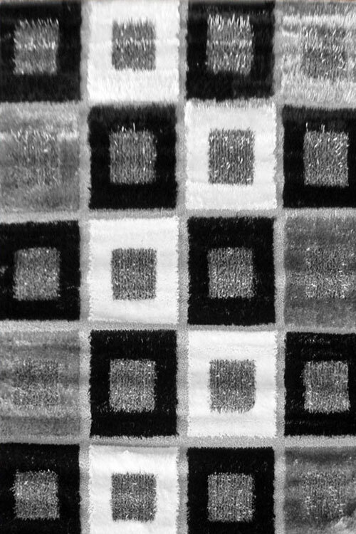 Large View Logan Square Pattern Shaggy Rug