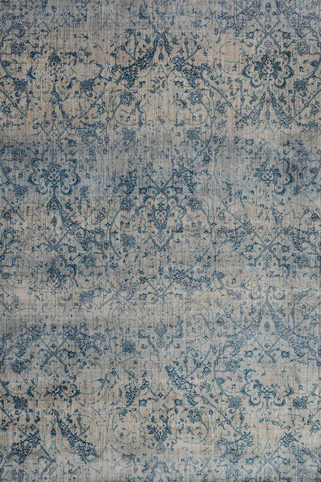Large View Melanie Blue Overdyed Floral Rug