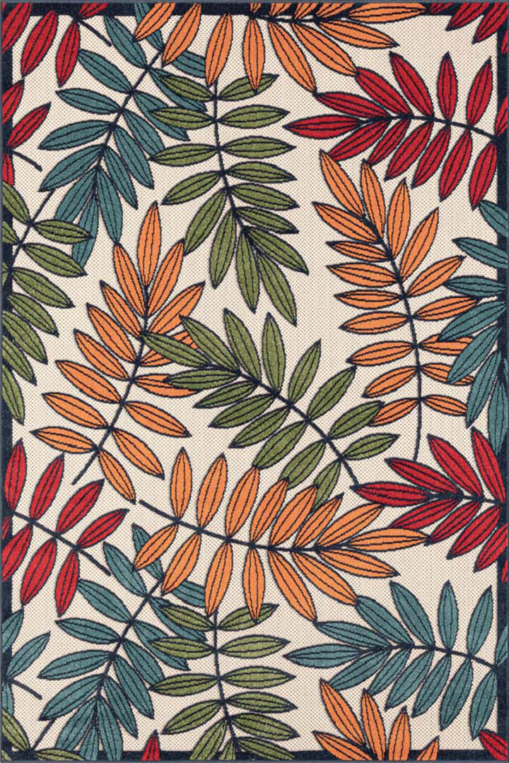 Miko Leaf Pattern Outdoor Rug