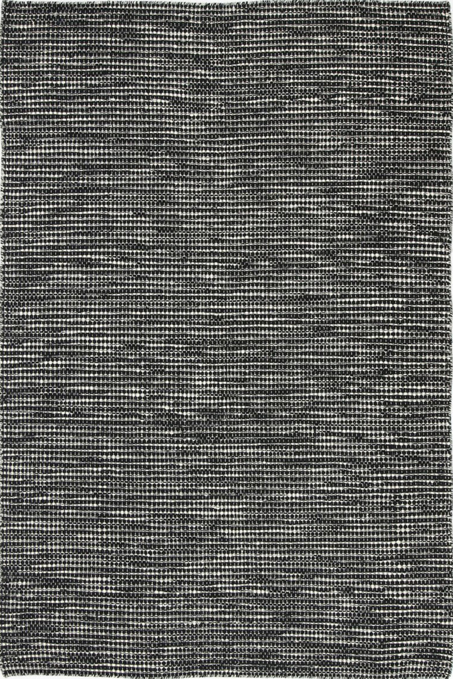 Large View Natura Black Wool Flatweave Rug