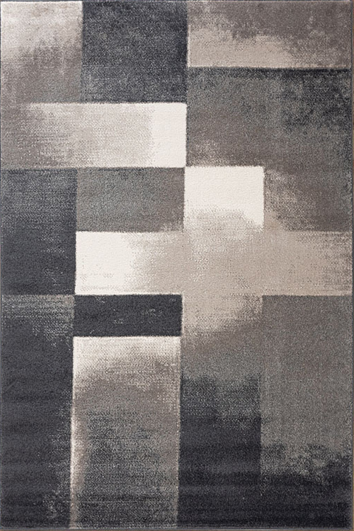 Large View Orel Grey Square Pattern Rug