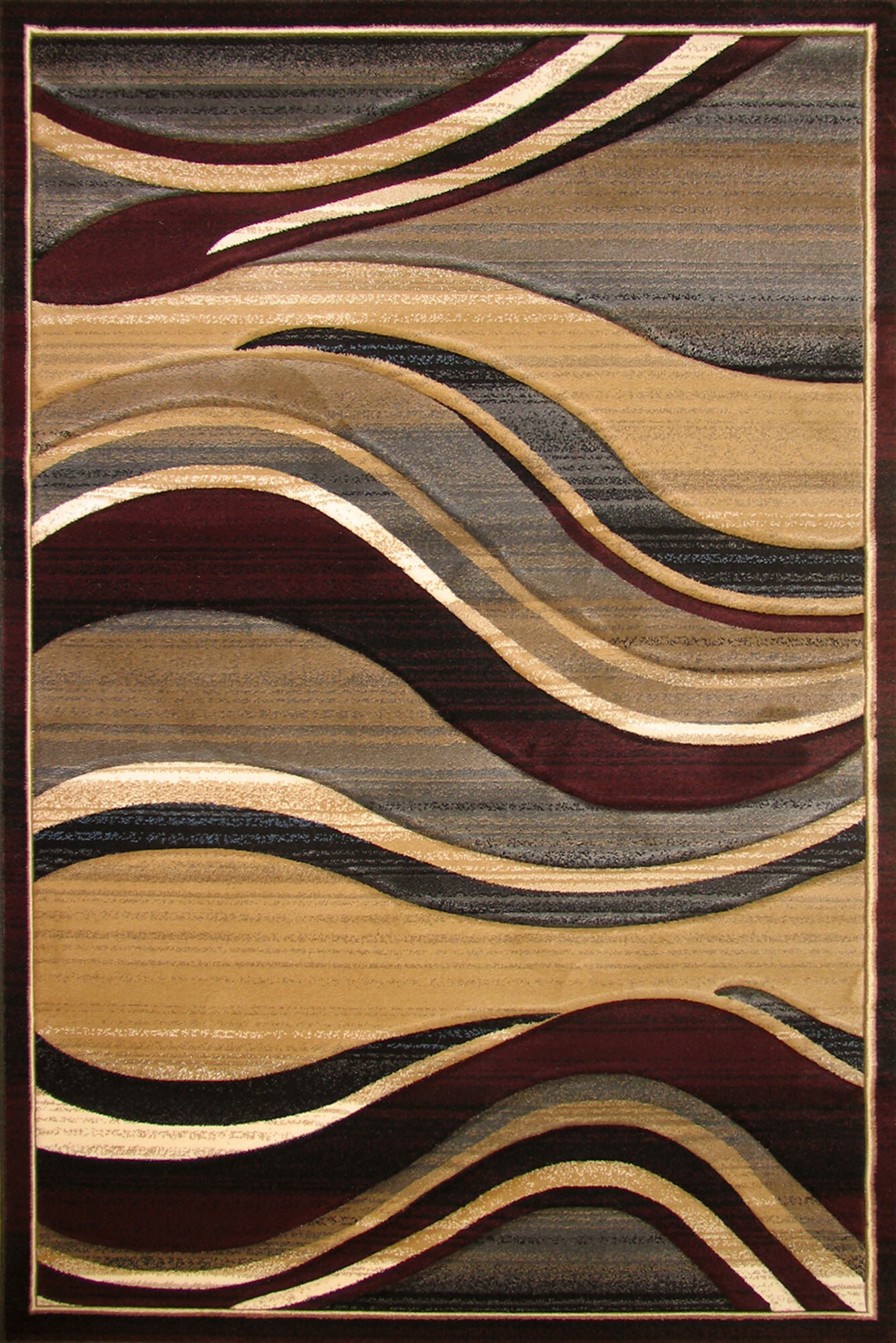 Large View Panama Brown Carved Wavy Rug