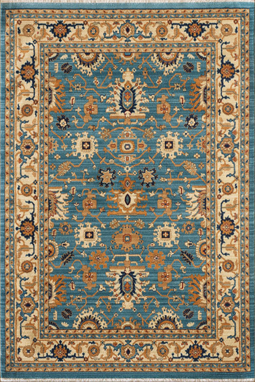 Large View Parker Blue Traditional Floral Rug