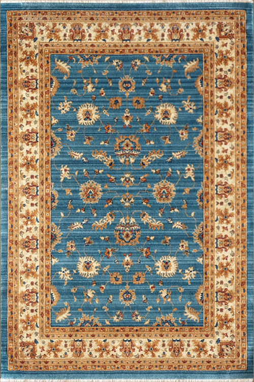 Large View Parker Blue Oriental Fringed Rug