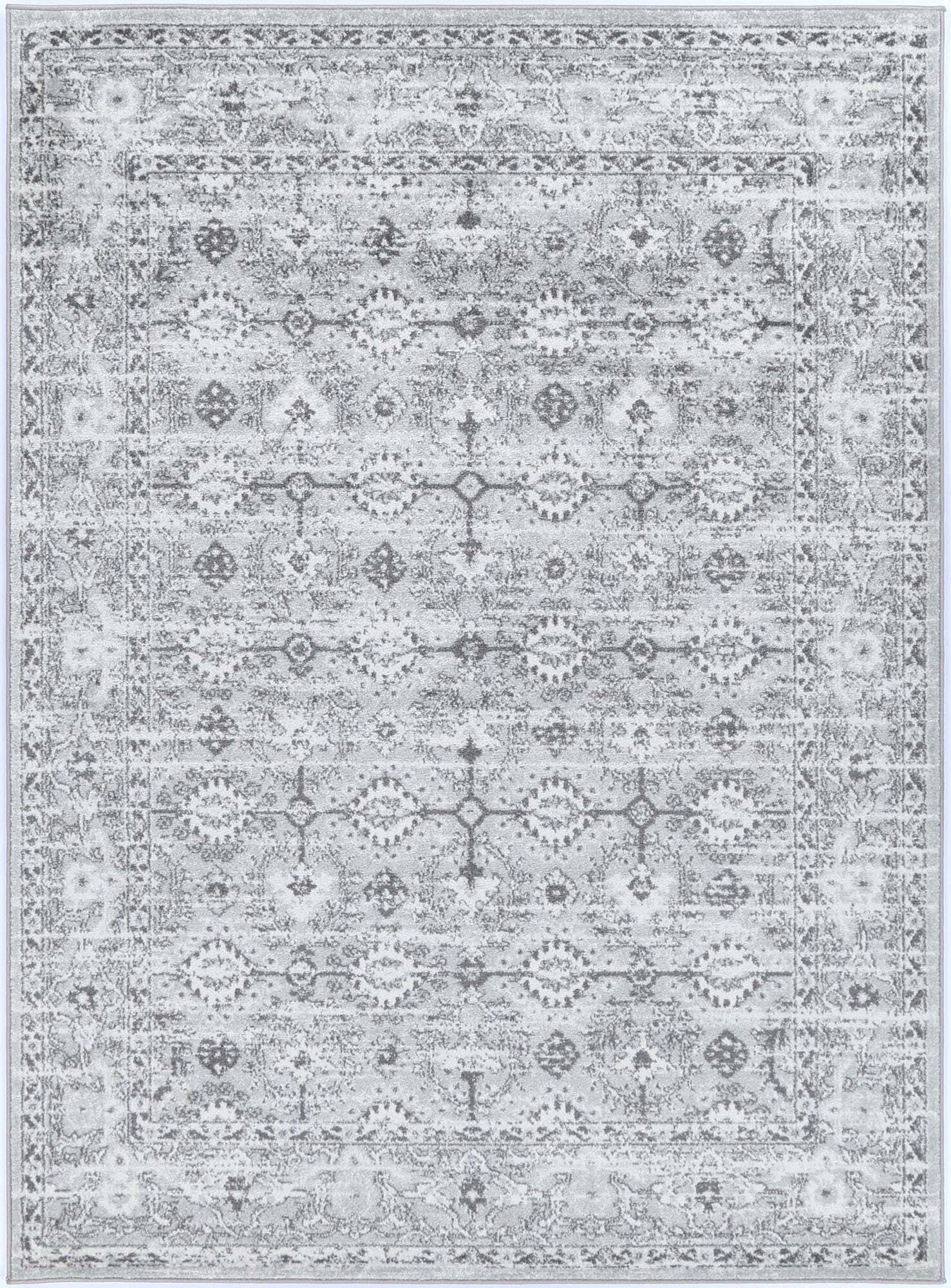 Peri Grey Traditional Border Rug