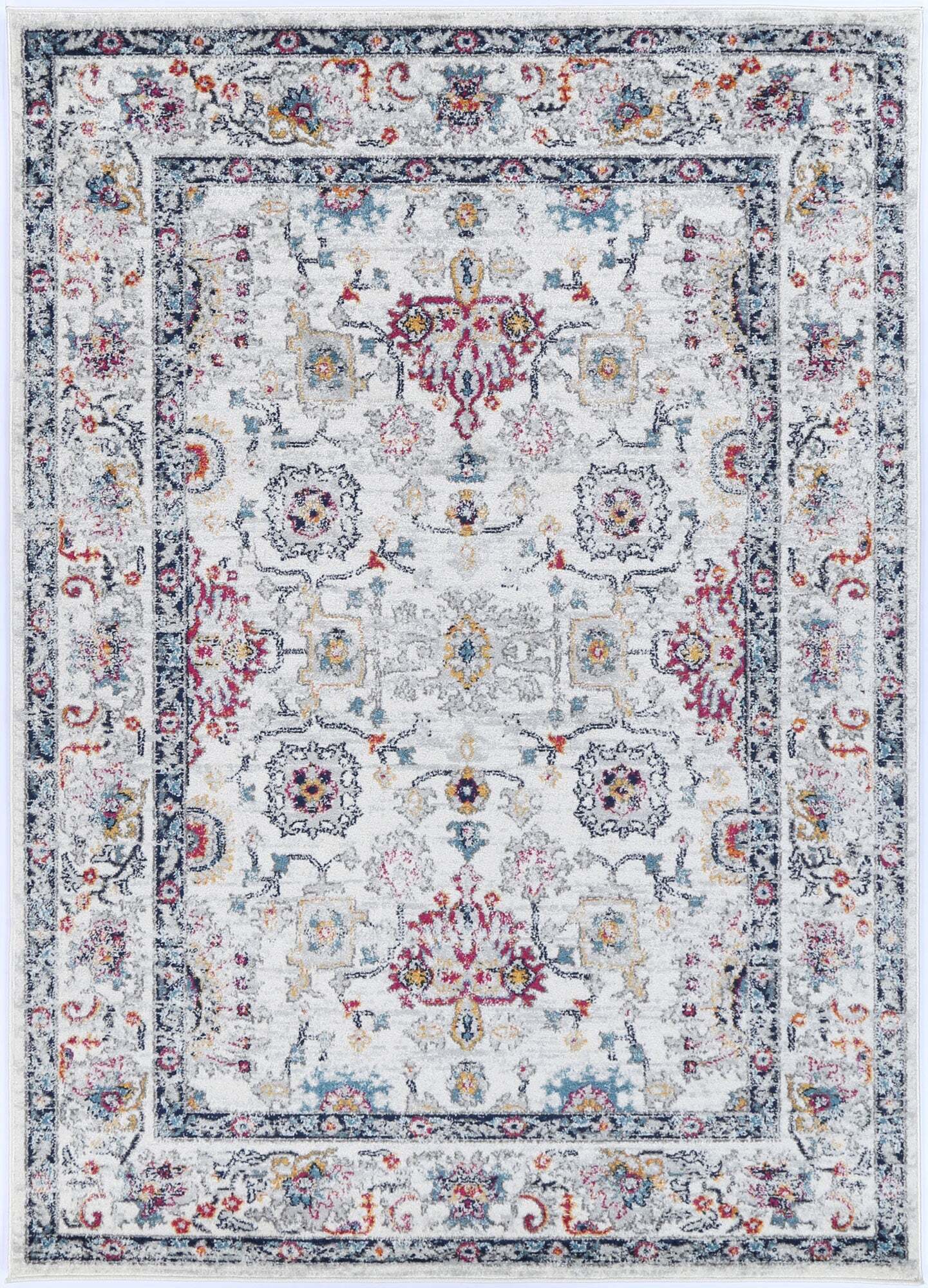 Large View Peri Transitional Floral Border Rug