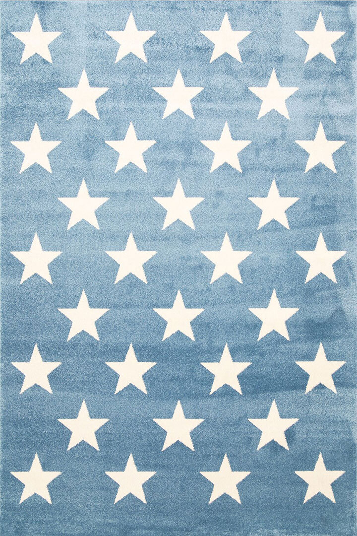 Petite Blue Modern Star Kids Rug