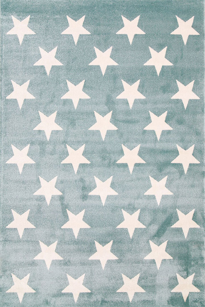 Petite Aqua Modern Star Kids Rug