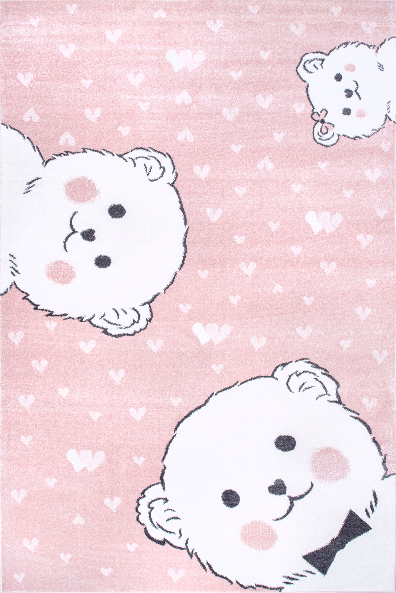 Large View Poppy Pink Teddy Bear Kids Rug